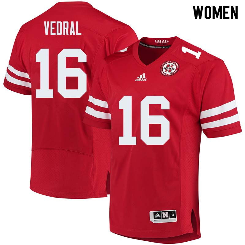 Women #16 Noah Vedral Nebraska Cornhuskers College Football Jerseys Sale-Red